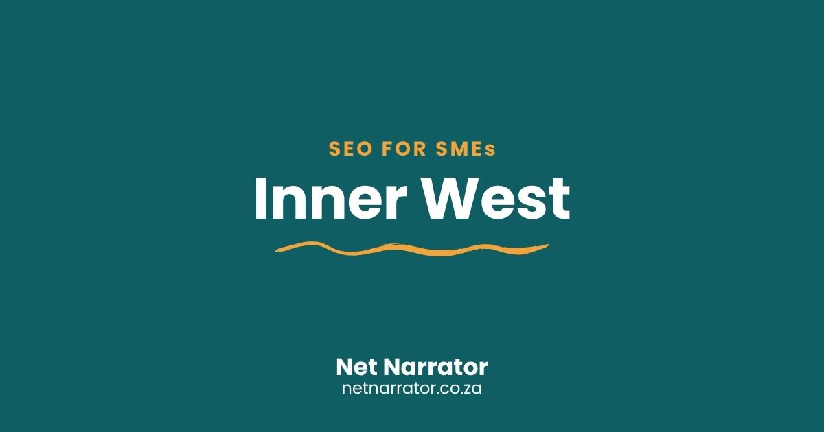 Net Narrator graphic reading SEO for SMEs, Inner West, for local SEO services for small businesses in Inner West Durban